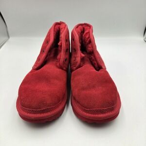 UGG Neumel Suede Fur Lined Chukka Ankle Boots Shoes Wool Red Size 5